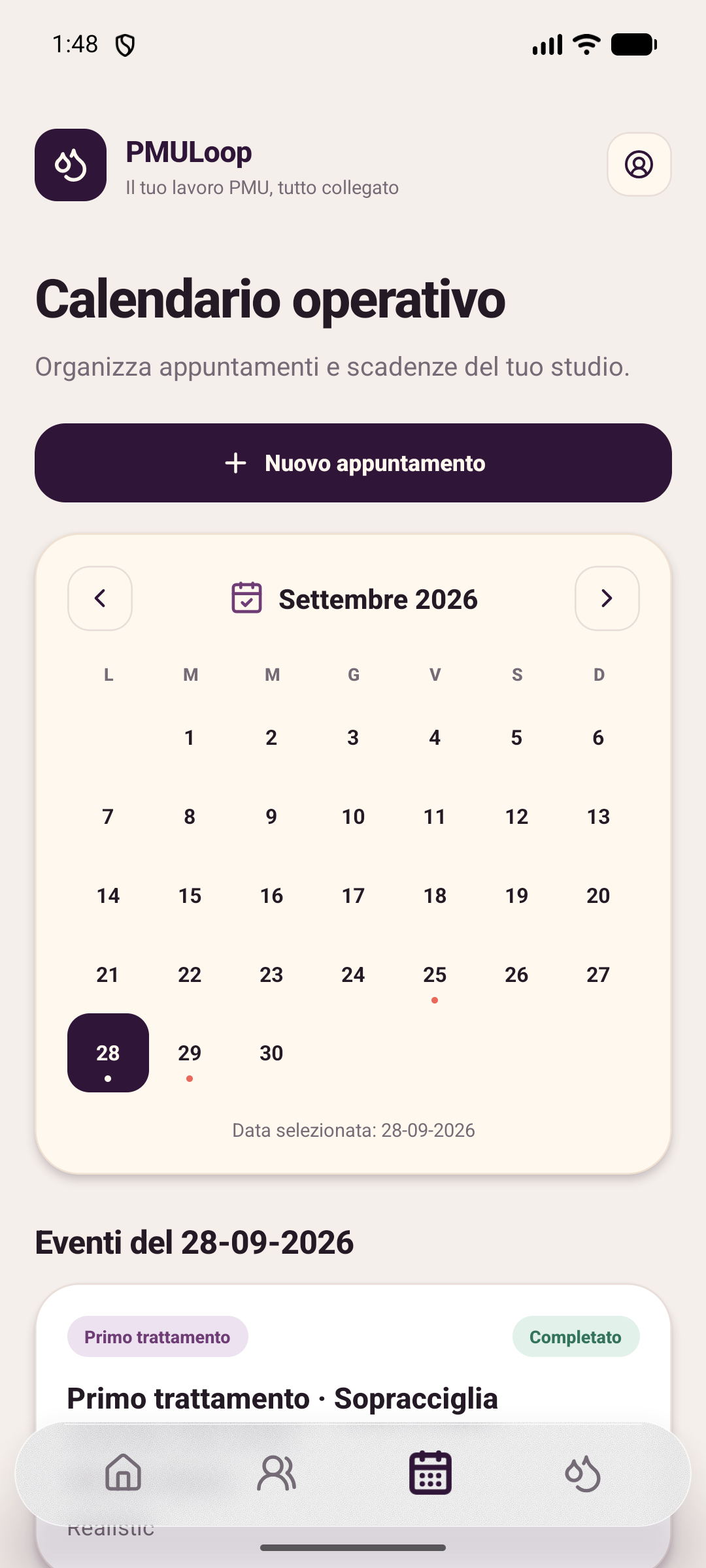 Agenda appuntamenti nella beta PMULoop