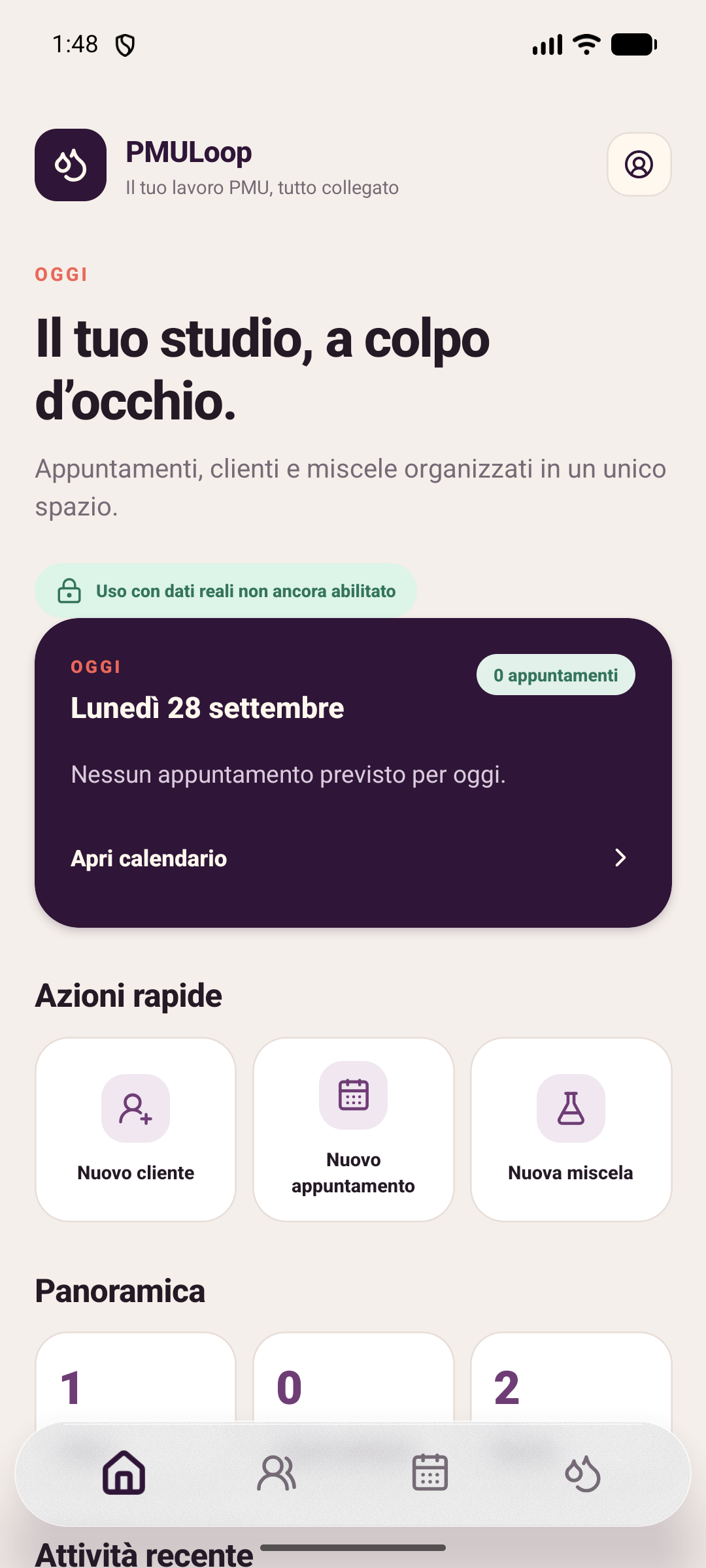 Dashboard operativa della beta PMULoop